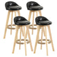 Modern Armless Backrest Counter Stool Wood Living Room Bar Stool with Cushion and Pedal Black 4 Piece Set Clearhalo 'Bar Furniture' 'Bar Stools' 'bar_stools' 'furn' 'furn_bar_stools' 'furniture_bar_stools' 'Kitchen & Dining Furniture' 'kitchen&dining_furn' 'kitchen' 'kitchen_furn' Furniture' 4544653