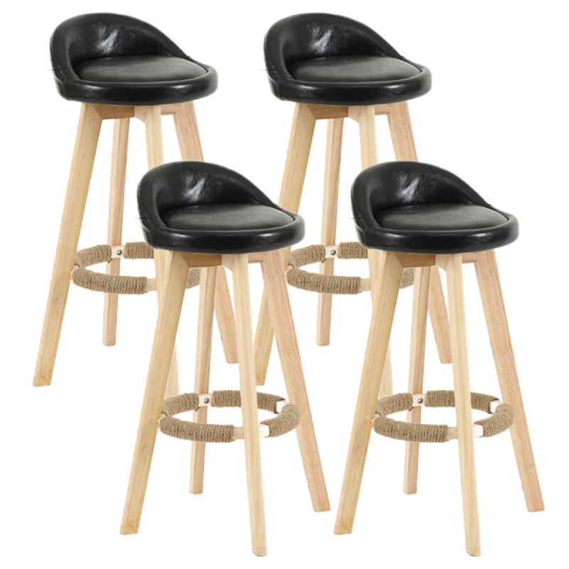 Modern Armless Backrest Counter Stool Wood Living Room Bar Stool with Cushion and Pedal Black 4 Piece Set Clearhalo 'Bar Furniture' 'Bar Stools' 'bar_stools' 'furn' 'furn_bar_stools' 'furniture_bar_stools' 'Kitchen & Dining Furniture' 'kitchen&dining_furn' 'kitchen' 'kitchen_furn' Furniture' 4544653