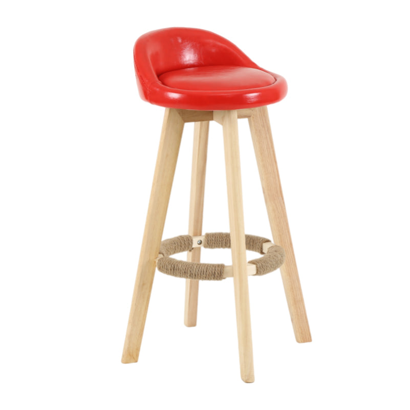 Modern Armless Backrest Counter Stool Wood Living Room Bar Stool with Cushion and Pedal Red 1 Piece Clearhalo 'Bar Furniture' 'Bar Stools' 'bar_stools' 'furn' 'furn_bar_stools' 'furniture_bar_stools' 'Kitchen & Dining Furniture' 'kitchen&dining_furn' 'kitchen' 'kitchen_furn' Furniture' 4544654