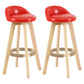 Modern Armless Backrest Counter Stool Wood Living Room Bar Stool with Cushion and Pedal Red 2 Piece Set Clearhalo 'Bar Furniture' 'Bar Stools' 'bar_stools' 'furn' 'furn_bar_stools' 'furniture_bar_stools' 'Kitchen & Dining Furniture' 'kitchen&dining_furn' 'kitchen' 'kitchen_furn' Furniture' 4544655
