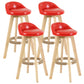 Modern Armless Backrest Counter Stool Wood Living Room Bar Stool with Cushion and Pedal Red 4 Piece Set Clearhalo 'Bar Furniture' 'Bar Stools' 'bar_stools' 'furn' 'furn_bar_stools' 'furniture_bar_stools' 'Kitchen & Dining Furniture' 'kitchen&dining_furn' 'kitchen' 'kitchen_furn' Furniture' 4544656