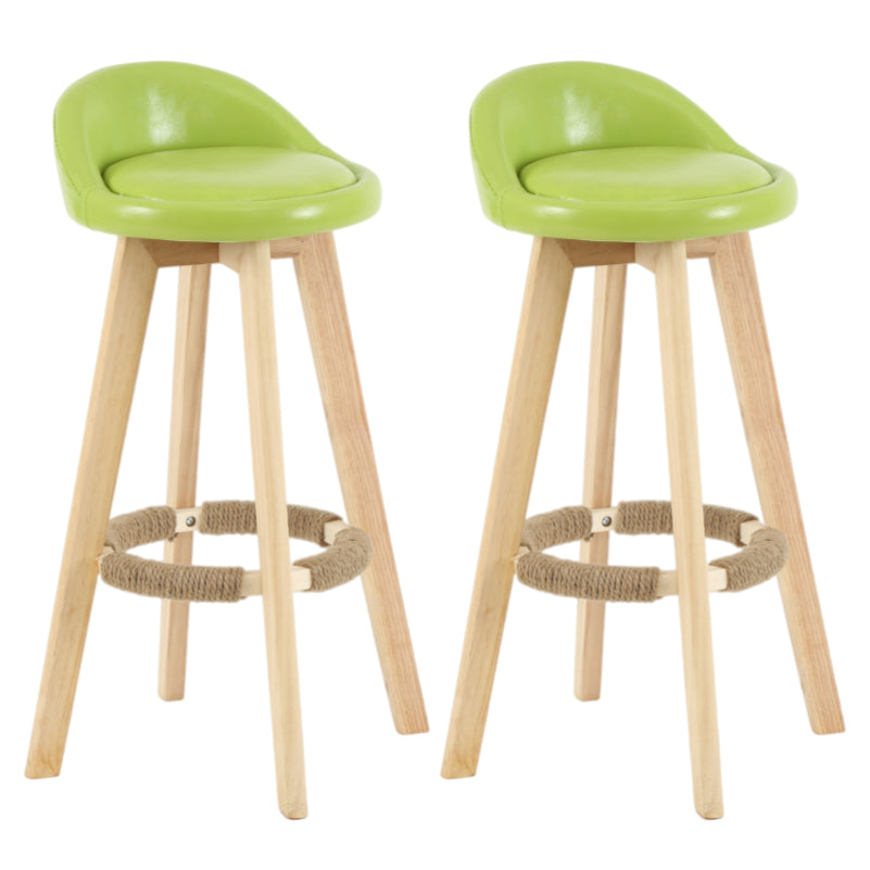 Modern Armless Backrest Counter Stool Wood Living Room Bar Stool with Cushion and Pedal Green 2 Piece Set Clearhalo 'Bar Furniture' 'Bar Stools' 'bar_stools' 'furn' 'furn_bar_stools' 'furniture_bar_stools' 'Kitchen & Dining Furniture' 'kitchen&dining_furn' 'kitchen' 'kitchen_furn' Furniture' 4544661