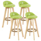 Modern Armless Backrest Counter Stool Wood Living Room Bar Stool with Cushion and Pedal Green 4 Piece Set Clearhalo 'Bar Furniture' 'Bar Stools' 'bar_stools' 'furn' 'furn_bar_stools' 'furniture_bar_stools' 'Kitchen & Dining Furniture' 'kitchen&dining_furn' 'kitchen' 'kitchen_furn' Furniture' 4544662