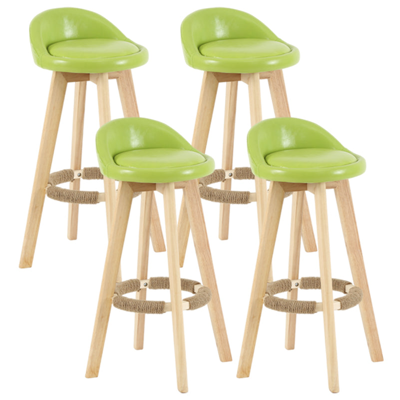 Modern Armless Backrest Counter Stool Wood Living Room Bar Stool with Cushion and Pedal Green 4 Piece Set Clearhalo 'Bar Furniture' 'Bar Stools' 'bar_stools' 'furn' 'furn_bar_stools' 'furniture_bar_stools' 'Kitchen & Dining Furniture' 'kitchen&dining_furn' 'kitchen' 'kitchen_furn' Furniture' 4544662