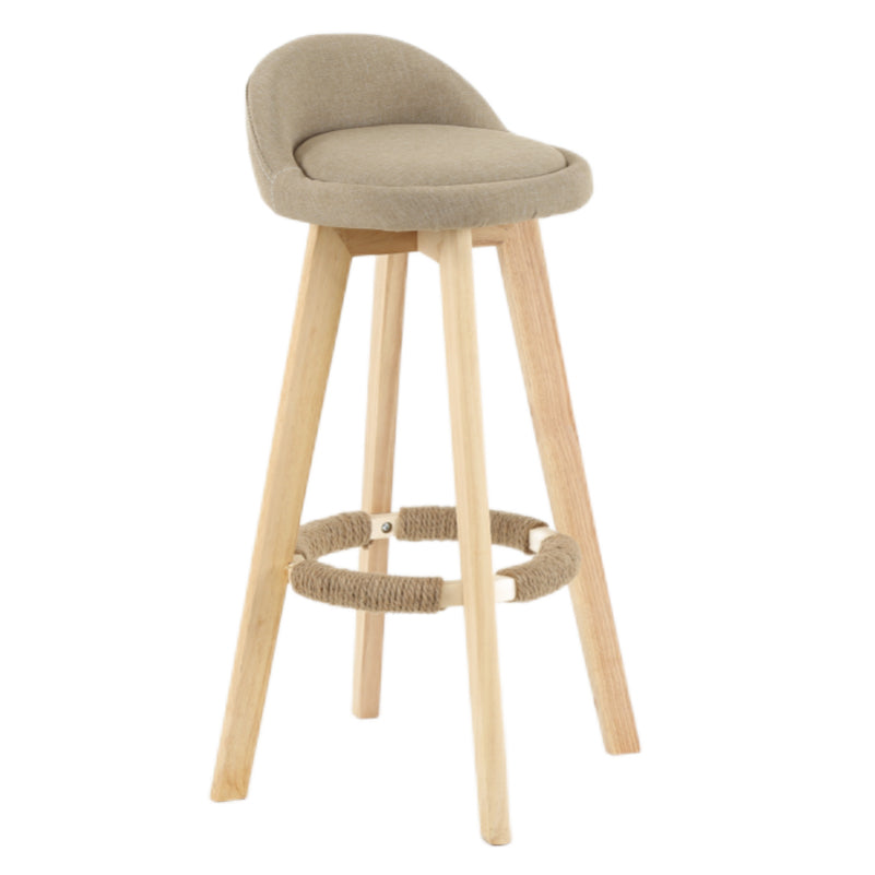 Modern Armless Backrest Counter Stool Wood Living Room Bar Stool with Cushion and Pedal Khaki 1 Piece Clearhalo 'Bar Furniture' 'Bar Stools' 'bar_stools' 'furn' 'furn_bar_stools' 'furniture_bar_stools' 'Kitchen & Dining Furniture' 'kitchen&dining_furn' 'kitchen' 'kitchen_furn' Furniture' 4544663