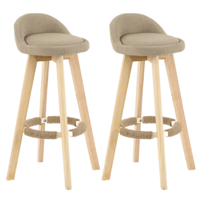 Modern Armless Backrest Counter Stool Wood Living Room Bar Stool with Cushion and Pedal Khaki 2 Piece Set Clearhalo 'Bar Furniture' 'Bar Stools' 'bar_stools' 'furn' 'furn_bar_stools' 'furniture_bar_stools' 'Kitchen & Dining Furniture' 'kitchen&dining_furn' 'kitchen' 'kitchen_furn' Furniture' 4544664
