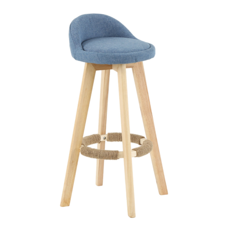 Modern Armless Backrest Counter Stool Wood Living Room Bar Stool with Cushion and Pedal Royal Blue 1 Piece Clearhalo 'Bar Furniture' 'Bar Stools' 'bar_stools' 'furn' 'furn_bar_stools' 'furniture_bar_stools' 'Kitchen & Dining Furniture' 'kitchen&dining_furn' 'kitchen' 'kitchen_furn' Furniture' 4544666