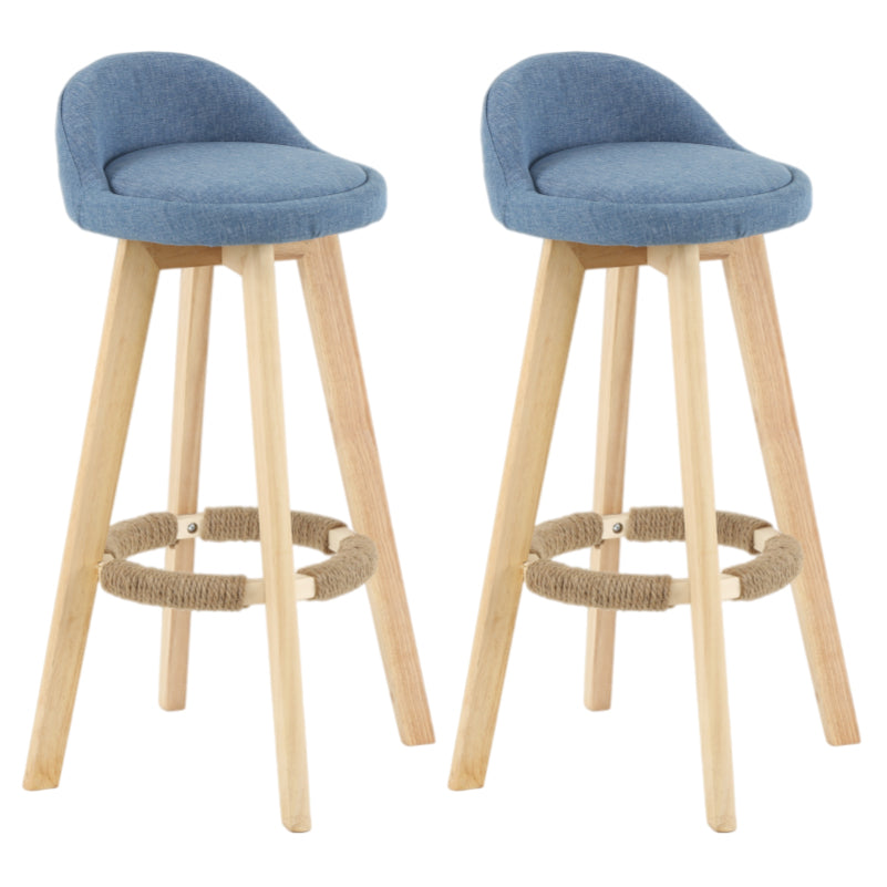 Modern Armless Backrest Counter Stool Wood Living Room Bar Stool with Cushion and Pedal Royal Blue 2 Piece Set Clearhalo 'Bar Furniture' 'Bar Stools' 'bar_stools' 'furn' 'furn_bar_stools' 'furniture_bar_stools' 'Kitchen & Dining Furniture' 'kitchen&dining_furn' 'kitchen' 'kitchen_furn' Furniture' 4544667