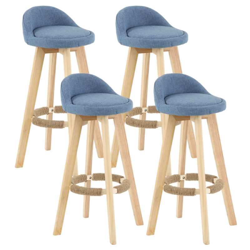 Modern Armless Backrest Counter Stool Wood Living Room Bar Stool with Cushion and Pedal Royal Blue 4 Piece Set Clearhalo 'Bar Furniture' 'Bar Stools' 'bar_stools' 'furn' 'furn_bar_stools' 'furniture_bar_stools' 'Kitchen & Dining Furniture' 'kitchen&dining_furn' 'kitchen' 'kitchen_furn' Furniture' 4544668