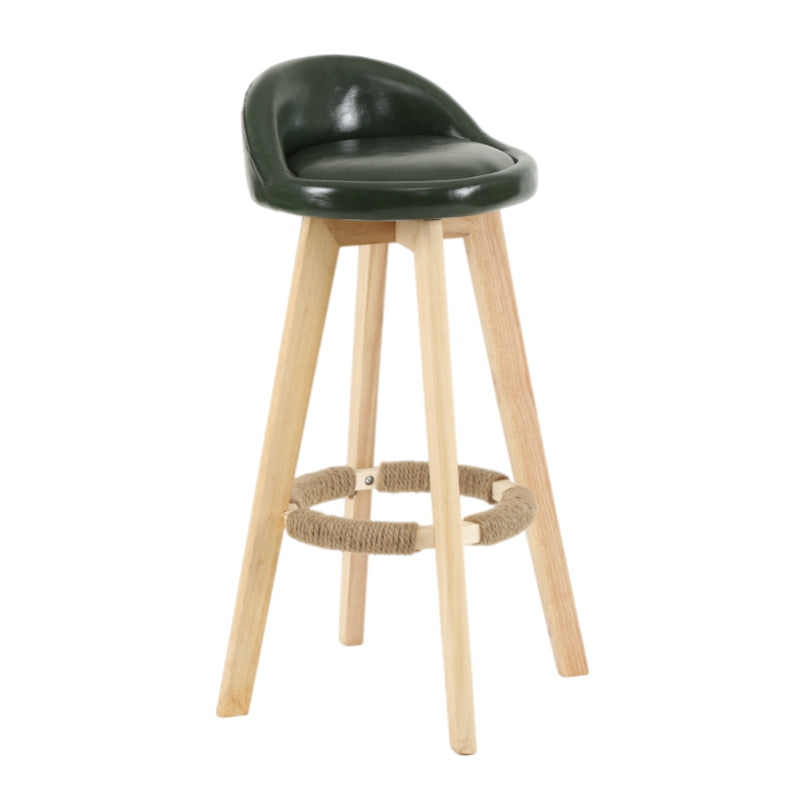 Modern Armless Backrest Counter Stool Wood Living Room Bar Stool with Cushion and Pedal Blackish Green 1 Piece Clearhalo 'Bar Furniture' 'Bar Stools' 'bar_stools' 'furn' 'furn_bar_stools' 'furniture_bar_stools' 'Kitchen & Dining Furniture' 'kitchen&dining_furn' 'kitchen' 'kitchen_furn' Furniture' 4544669