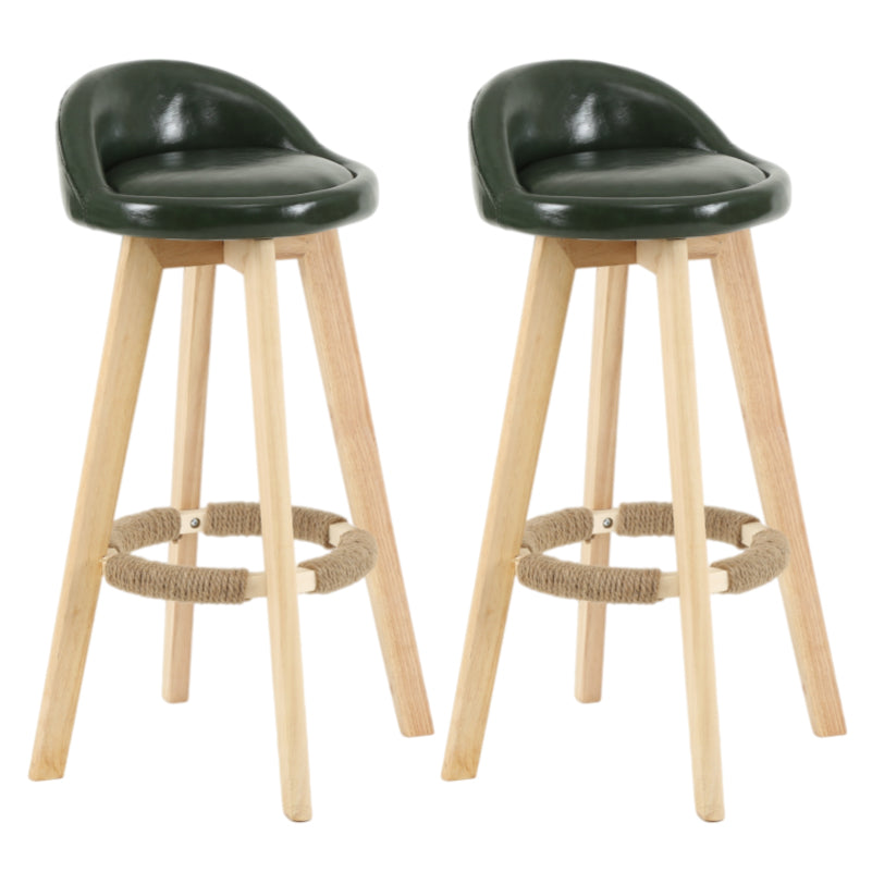 Modern Armless Backrest Counter Stool Wood Living Room Bar Stool with Cushion and Pedal Blackish Green 2 Piece Set Clearhalo 'Bar Furniture' 'Bar Stools' 'bar_stools' 'furn' 'furn_bar_stools' 'furniture_bar_stools' 'Kitchen & Dining Furniture' 'kitchen&dining_furn' 'kitchen' 'kitchen_furn' Furniture' 4544670