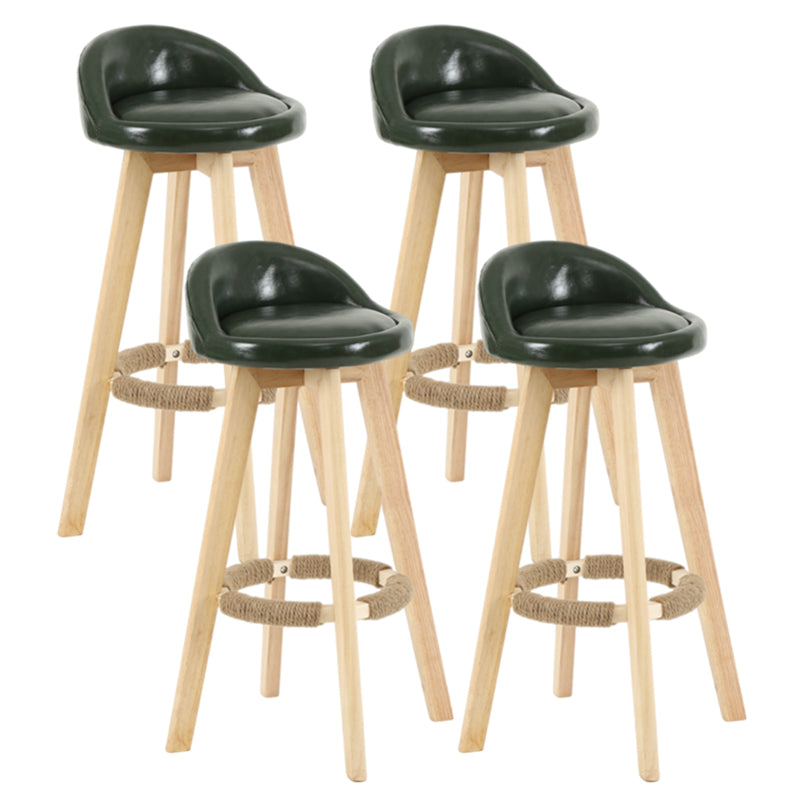 Modern Armless Backrest Counter Stool Wood Living Room Bar Stool with Cushion and Pedal Blackish Green 4 Piece Set Clearhalo 'Bar Furniture' 'Bar Stools' 'bar_stools' 'furn' 'furn_bar_stools' 'furniture_bar_stools' 'Kitchen & Dining Furniture' 'kitchen&dining_furn' 'kitchen' 'kitchen_furn' Furniture' 4544671