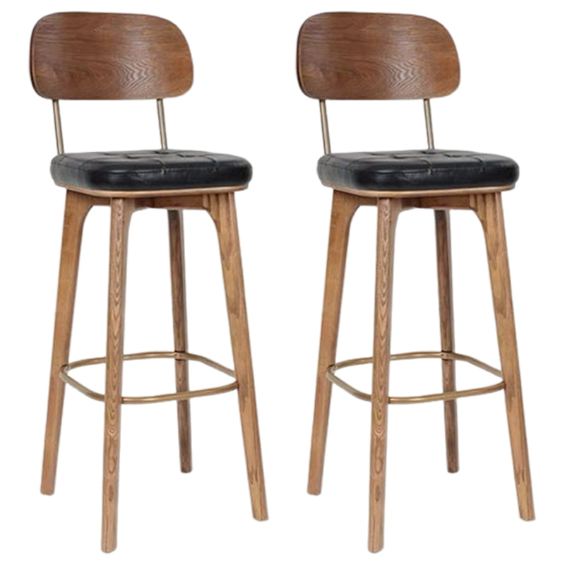 Milk tea shop Bar and Counter Stool Modern Wood Rectangle Footrest Stool Black 2 Piece Set Clearhalo 'Bar Furniture' 'Bar Stools' 'bar_stools' 'furn' 'furn_bar_stools' 'furniture_bar_stools' 'Kitchen & Dining Furniture' 'kitchen&dining_furn' 'kitchen' 'kitchen_furn' Furniture' 4544675