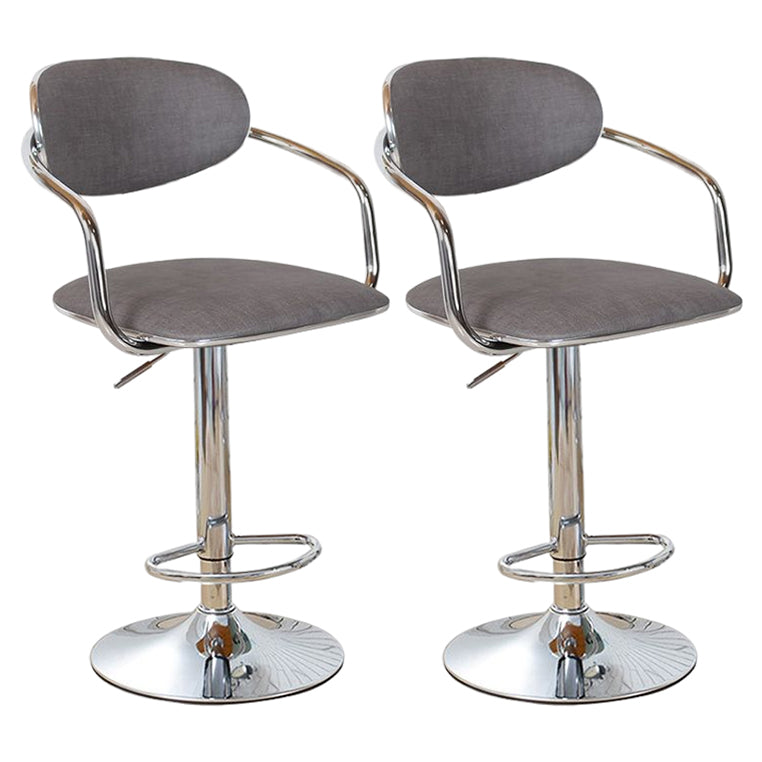 Modern Metal Low Back Bar Stool Armed Adjustable Swivel Bucket Counter Stool Grey 2 Piece Set Clearhalo 'Bar Furniture' 'Bar Stools' 'bar_stools' 'furn' 'furn_bar_stools' 'furniture_bar_stools' 'Kitchen & Dining Furniture' 'kitchen&dining_furn' 'kitchen' 'kitchen_furn' Furniture' 4544709