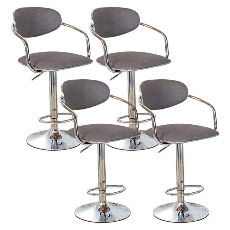 Modern Metal Low Back Bar Stool Armed Adjustable Swivel Bucket Counter Stool Grey 4 Piece Set Clearhalo 'Bar Furniture' 'Bar Stools' 'bar_stools' 'furn' 'furn_bar_stools' 'furniture_bar_stools' 'Kitchen & Dining Furniture' 'kitchen&dining_furn' 'kitchen' 'kitchen_furn' Furniture' 4544710