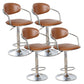 Modern Metal Low Back Bar Stool Armed Adjustable Swivel Bucket Counter Stool Brown 4 Piece Set Clearhalo 'Bar Furniture' 'Bar Stools' 'bar_stools' 'furn' 'furn_bar_stools' 'furniture_bar_stools' 'Kitchen & Dining Furniture' 'kitchen&dining_furn' 'kitchen' 'kitchen_furn' Furniture' 4544716