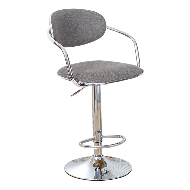 Modern Metal Low Back Bar Stool Armed Adjustable Swivel Bucket Counter Stool Light Gray 1 Piece Clearhalo 'Bar Furniture' 'Bar Stools' 'bar_stools' 'furn' 'furn_bar_stools' 'furniture_bar_stools' 'Kitchen & Dining Furniture' 'kitchen&dining_furn' 'kitchen' 'kitchen_furn' Furniture' 4544719