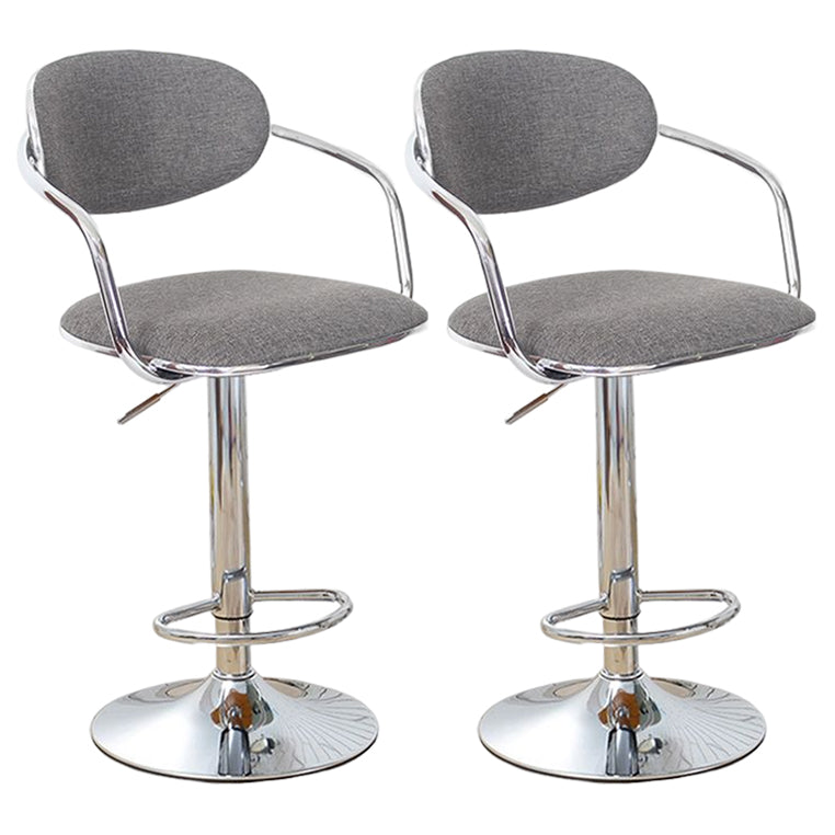 Modern Metal Low Back Bar Stool Armed Adjustable Swivel Bucket Counter Stool Light Gray 2 Piece Set Clearhalo 'Bar Furniture' 'Bar Stools' 'bar_stools' 'furn' 'furn_bar_stools' 'furniture_bar_stools' 'Kitchen & Dining Furniture' 'kitchen&dining_furn' 'kitchen' 'kitchen_furn' Furniture' 4544720