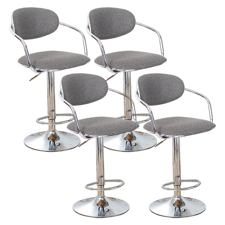 Modern Metal Low Back Bar Stool Armed Adjustable Swivel Bucket Counter Stool Light Gray 4 Piece Set Clearhalo 'Bar Furniture' 'Bar Stools' 'bar_stools' 'furn' 'furn_bar_stools' 'furniture_bar_stools' 'Kitchen & Dining Furniture' 'kitchen&dining_furn' 'kitchen' 'kitchen_furn' Furniture' 4544722