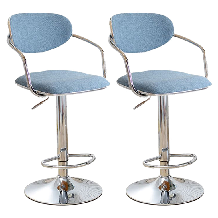 Modern Metal Low Back Bar Stool Armed Adjustable Swivel Bucket Counter Stool Blue 2 Piece Set Clearhalo 'Bar Furniture' 'Bar Stools' 'bar_stools' 'furn' 'furn_bar_stools' 'furniture_bar_stools' 'Kitchen & Dining Furniture' 'kitchen&dining_furn' 'kitchen' 'kitchen_furn' Furniture' 4544727