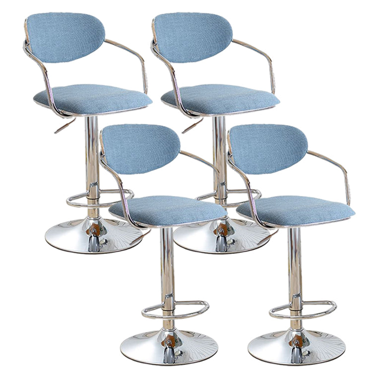 Modern Metal Low Back Bar Stool Armed Adjustable Swivel Bucket Counter Stool Blue 4 Piece Set Clearhalo 'Bar Furniture' 'Bar Stools' 'bar_stools' 'furn' 'furn_bar_stools' 'furniture_bar_stools' 'Kitchen & Dining Furniture' 'kitchen&dining_furn' 'kitchen' 'kitchen_furn' Furniture' 4544728
