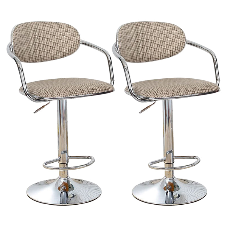 Modern Metal Low Back Bar Stool Armed Adjustable Swivel Bucket Counter Stool Khaki 2 Piece Set Clearhalo 'Bar Furniture' 'Bar Stools' 'bar_stools' 'furn' 'furn_bar_stools' 'furniture_bar_stools' 'Kitchen & Dining Furniture' 'kitchen&dining_furn' 'kitchen' 'kitchen_furn' Furniture' 4544730