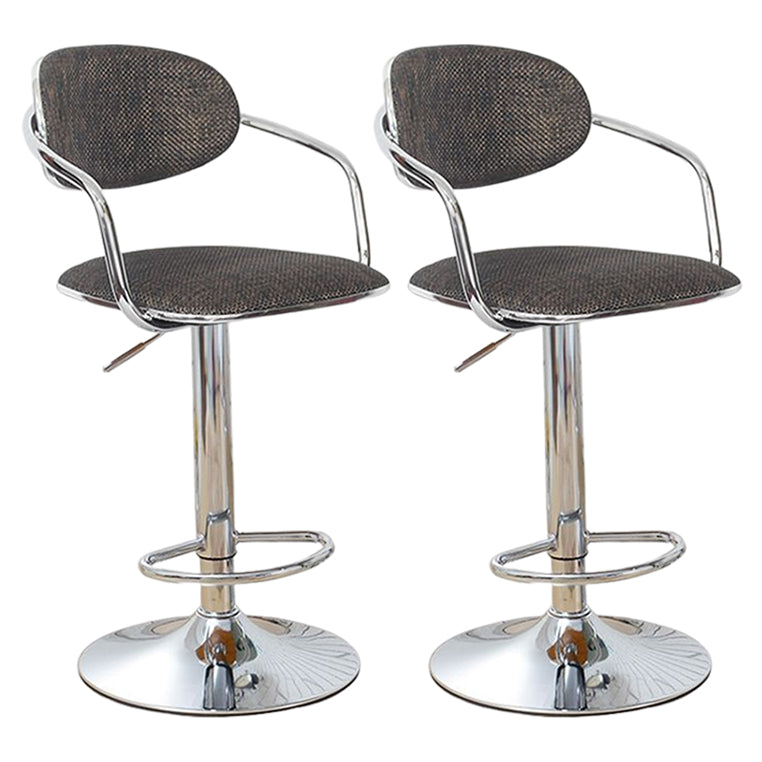 Modern Metal Low Back Bar Stool Armed Adjustable Swivel Bucket Counter Stool Smoke Gray 2 Piece Set Clearhalo 'Bar Furniture' 'Bar Stools' 'bar_stools' 'furn' 'furn_bar_stools' 'furniture_bar_stools' 'Kitchen & Dining Furniture' 'kitchen&dining_furn' 'kitchen' 'kitchen_furn' Furniture' 4544733