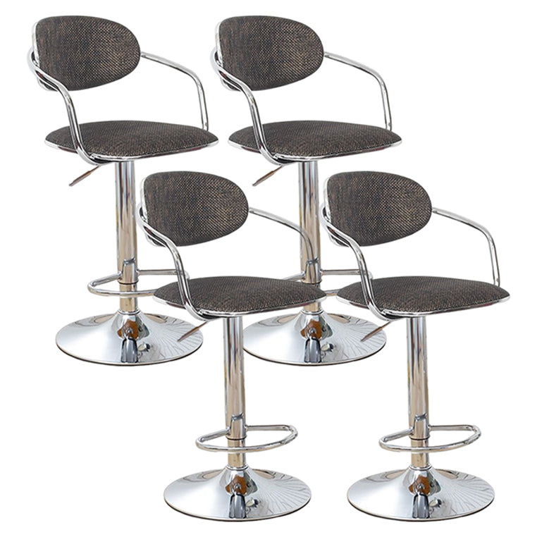 Modern Metal Low Back Bar Stool Armed Adjustable Swivel Bucket Counter Stool Smoke Gray 4 Piece Set Clearhalo 'Bar Furniture' 'Bar Stools' 'bar_stools' 'furn' 'furn_bar_stools' 'furniture_bar_stools' 'Kitchen & Dining Furniture' 'kitchen&dining_furn' 'kitchen' 'kitchen_furn' Furniture' 4544734
