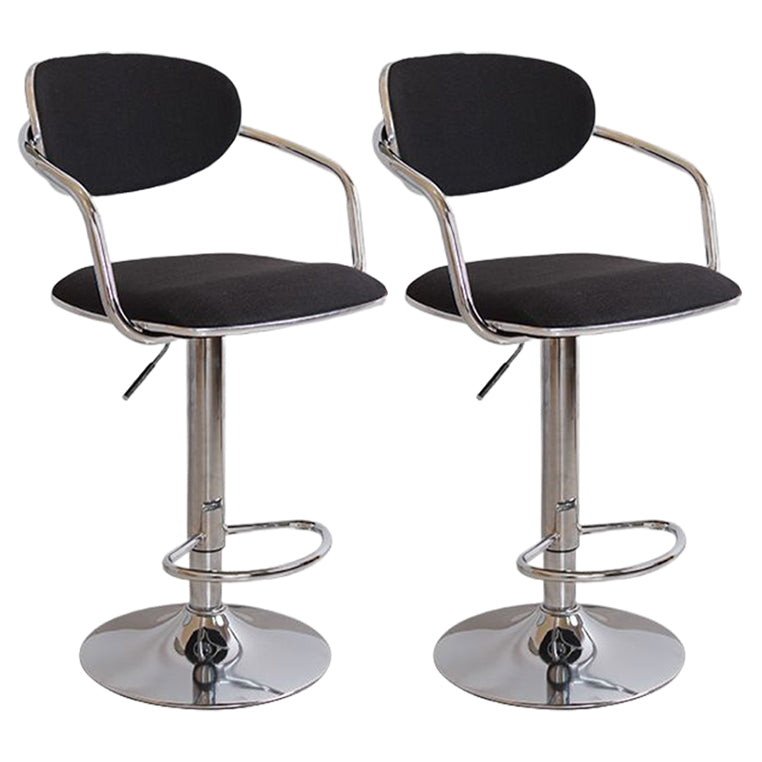 Modern Metal Low Back Bar Stool Armed Adjustable Swivel Bucket Counter Stool Black 2 Piece Set Clearhalo 'Bar Furniture' 'Bar Stools' 'bar_stools' 'furn' 'furn_bar_stools' 'furniture_bar_stools' 'Kitchen & Dining Furniture' 'kitchen&dining_furn' 'kitchen' 'kitchen_furn' Furniture' 4544736