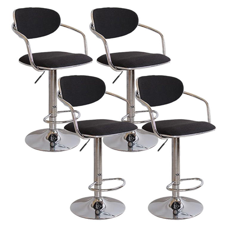 Modern Metal Low Back Bar Stool Armed Adjustable Swivel Bucket Counter Stool Black 4 Piece Set Clearhalo 'Bar Furniture' 'Bar Stools' 'bar_stools' 'furn' 'furn_bar_stools' 'furniture_bar_stools' 'Kitchen & Dining Furniture' 'kitchen&dining_furn' 'kitchen' 'kitchen_furn' Furniture' 4544737