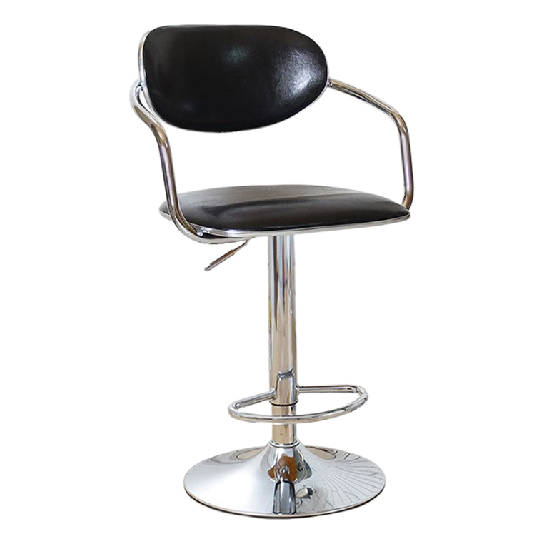 Modern Metal Low Back Bar Stool Armed Adjustable Swivel Bucket Counter Stool Gloss Black 1 Piece Clearhalo 'Bar Furniture' 'Bar Stools' 'bar_stools' 'furn' 'furn_bar_stools' 'furniture_bar_stools' 'Kitchen & Dining Furniture' 'kitchen&dining_furn' 'kitchen' 'kitchen_furn' Furniture' 4544741
