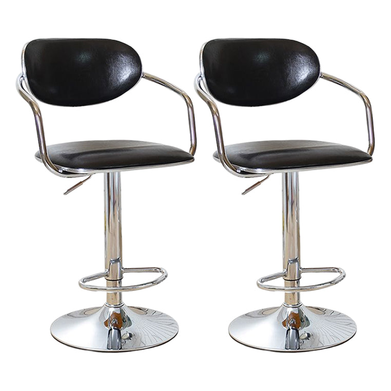 Modern Metal Low Back Bar Stool Armed Adjustable Swivel Bucket Counter Stool Gloss Black 2 Piece Set Clearhalo 'Bar Furniture' 'Bar Stools' 'bar_stools' 'furn' 'furn_bar_stools' 'furniture_bar_stools' 'Kitchen & Dining Furniture' 'kitchen&dining_furn' 'kitchen' 'kitchen_furn' Furniture' 4544742