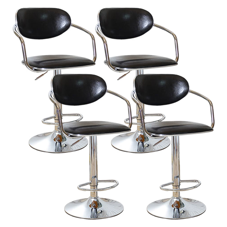 Modern Metal Low Back Bar Stool Armed Adjustable Swivel Bucket Counter Stool Gloss Black 4 Piece Set Clearhalo 'Bar Furniture' 'Bar Stools' 'bar_stools' 'furn' 'furn_bar_stools' 'furniture_bar_stools' 'Kitchen & Dining Furniture' 'kitchen&dining_furn' 'kitchen' 'kitchen_furn' Furniture' 4544743