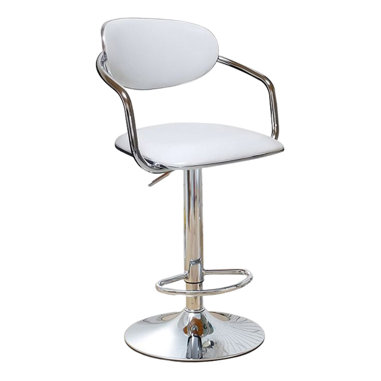 Modern Metal Low Back Bar Stool Armed Adjustable Swivel Bucket Counter Stool Gloss White 1 Piece Clearhalo 'Bar Furniture' 'Bar Stools' 'bar_stools' 'furn' 'furn_bar_stools' 'furniture_bar_stools' 'Kitchen & Dining Furniture' 'kitchen&dining_furn' 'kitchen' 'kitchen_furn' Furniture' 4544744