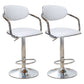 Modern Metal Low Back Bar Stool Armed Adjustable Swivel Bucket Counter Stool Gloss White 2 Piece Set Clearhalo 'Bar Furniture' 'Bar Stools' 'bar_stools' 'furn' 'furn_bar_stools' 'furniture_bar_stools' 'Kitchen & Dining Furniture' 'kitchen&dining_furn' 'kitchen' 'kitchen_furn' Furniture' 4544745