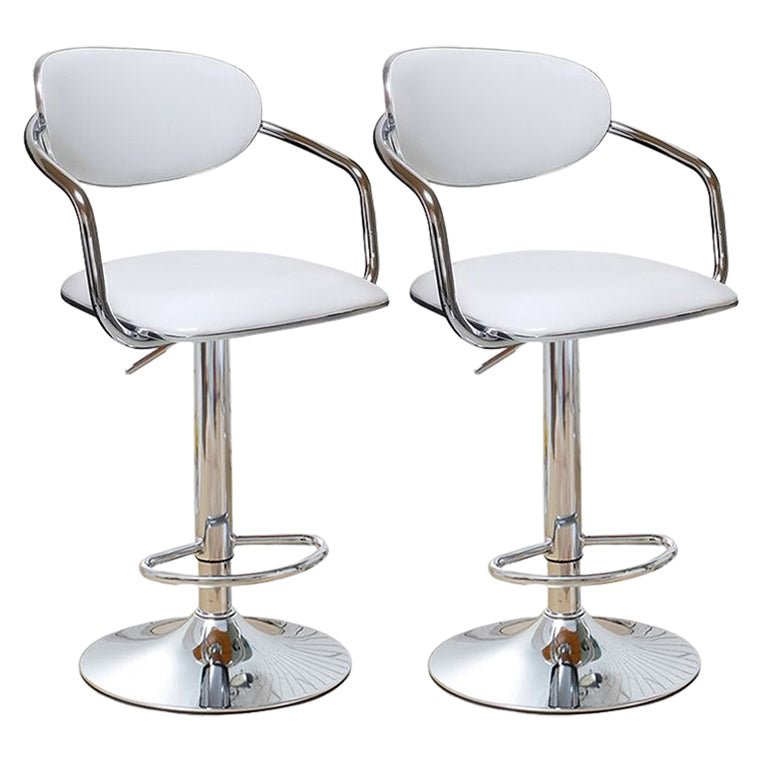Modern Metal Low Back Bar Stool Armed Adjustable Swivel Bucket Counter Stool Gloss White 2 Piece Set Clearhalo 'Bar Furniture' 'Bar Stools' 'bar_stools' 'furn' 'furn_bar_stools' 'furniture_bar_stools' 'Kitchen & Dining Furniture' 'kitchen&dining_furn' 'kitchen' 'kitchen_furn' Furniture' 4544745