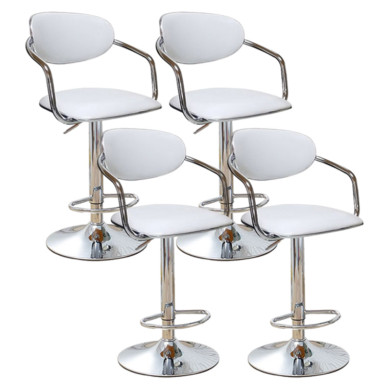 Modern Metal Low Back Bar Stool Armed Adjustable Swivel Bucket Counter Stool Gloss White 4 Piece Set Clearhalo 'Bar Furniture' 'Bar Stools' 'bar_stools' 'furn' 'furn_bar_stools' 'furniture_bar_stools' 'Kitchen & Dining Furniture' 'kitchen&dining_furn' 'kitchen' 'kitchen_furn' Furniture' 4544746
