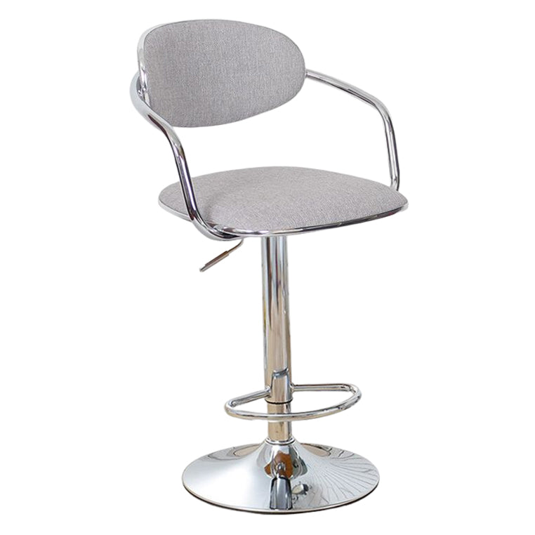 Modern Metal Low Back Bar Stool Armed Adjustable Swivel Bucket Counter Stool Gray-White 1 Piece Clearhalo 'Bar Furniture' 'Bar Stools' 'bar_stools' 'furn' 'furn_bar_stools' 'furniture_bar_stools' 'Kitchen & Dining Furniture' 'kitchen&dining_furn' 'kitchen' 'kitchen_furn' Furniture' 4544747