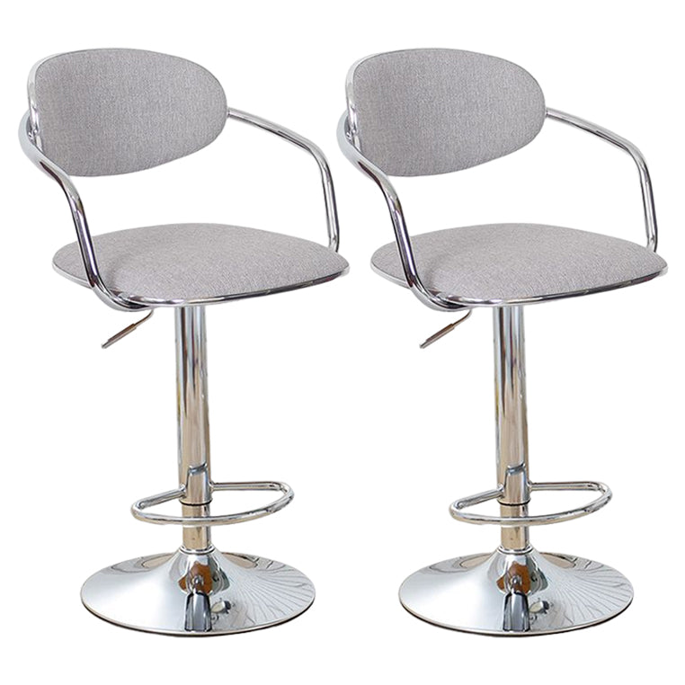 Modern Metal Low Back Bar Stool Armed Adjustable Swivel Bucket Counter Stool Gray-White 2 Piece Set Clearhalo 'Bar Furniture' 'Bar Stools' 'bar_stools' 'furn' 'furn_bar_stools' 'furniture_bar_stools' 'Kitchen & Dining Furniture' 'kitchen&dining_furn' 'kitchen' 'kitchen_furn' Furniture' 4544748