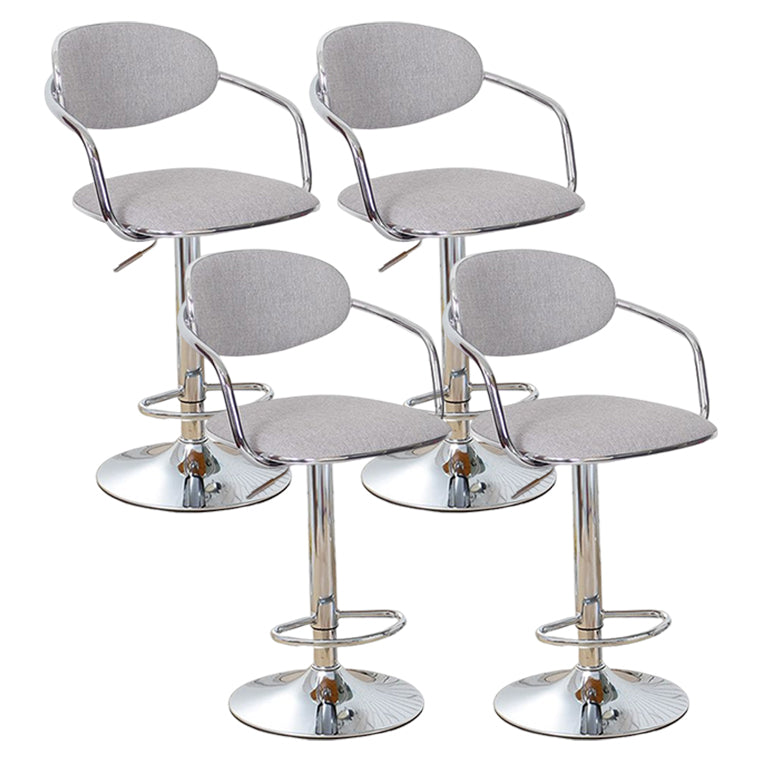 Modern Metal Low Back Bar Stool Armed Adjustable Swivel Bucket Counter Stool Gray-White 4 Piece Set Clearhalo 'Bar Furniture' 'Bar Stools' 'bar_stools' 'furn' 'furn_bar_stools' 'furniture_bar_stools' 'Kitchen & Dining Furniture' 'kitchen&dining_furn' 'kitchen' 'kitchen_furn' Furniture' 4544749