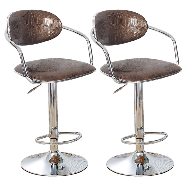 Modern Metal Low Back Bar Stool Armed Adjustable Swivel Bucket Counter Stool Champagne 2 Piece Set Clearhalo 'Bar Furniture' 'Bar Stools' 'bar_stools' 'furn' 'furn_bar_stools' 'furniture_bar_stools' 'Kitchen & Dining Furniture' 'kitchen&dining_furn' 'kitchen' 'kitchen_furn' Furniture' 4544751
