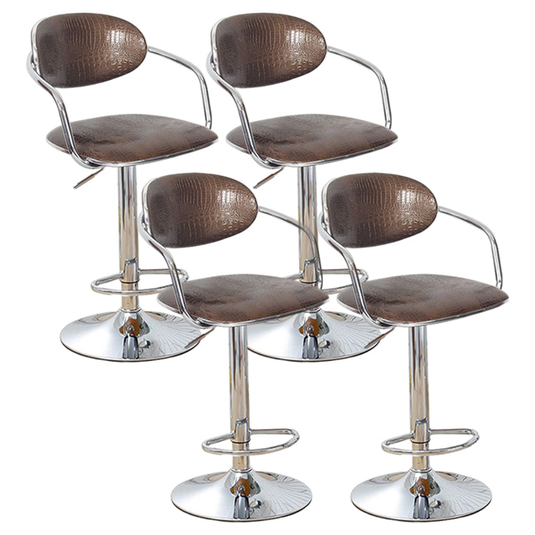 Modern Metal Low Back Bar Stool Armed Adjustable Swivel Bucket Counter Stool Champagne 4 Piece Set Clearhalo 'Bar Furniture' 'Bar Stools' 'bar_stools' 'furn' 'furn_bar_stools' 'furniture_bar_stools' 'Kitchen & Dining Furniture' 'kitchen&dining_furn' 'kitchen' 'kitchen_furn' Furniture' 4544752