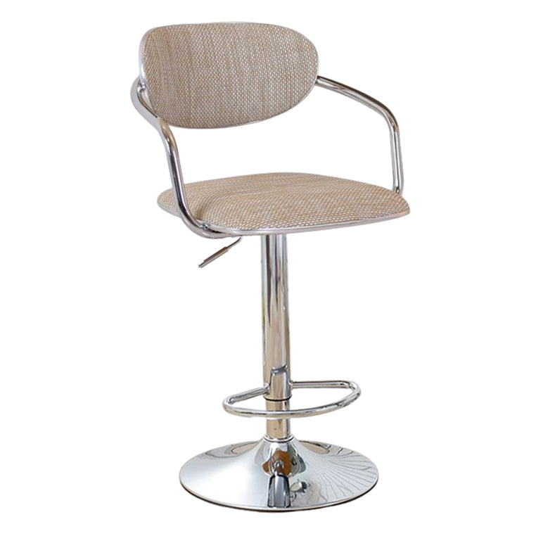 Modern Metal Low Back Bar Stool Armed Adjustable Swivel Bucket Counter Stool Beige 1 Piece Clearhalo 'Bar Furniture' 'Bar Stools' 'bar_stools' 'furn' 'furn_bar_stools' 'furniture_bar_stools' 'Kitchen & Dining Furniture' 'kitchen&dining_furn' 'kitchen' 'kitchen_furn' Furniture' 4544753