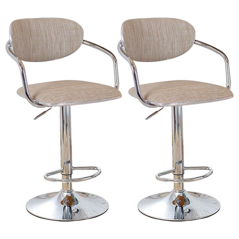 Modern Metal Low Back Bar Stool Armed Adjustable Swivel Bucket Counter Stool Beige 2 Piece Set Clearhalo 'Bar Furniture' 'Bar Stools' 'bar_stools' 'furn' 'furn_bar_stools' 'furniture_bar_stools' 'Kitchen & Dining Furniture' 'kitchen&dining_furn' 'kitchen' 'kitchen_furn' Furniture' 4544754