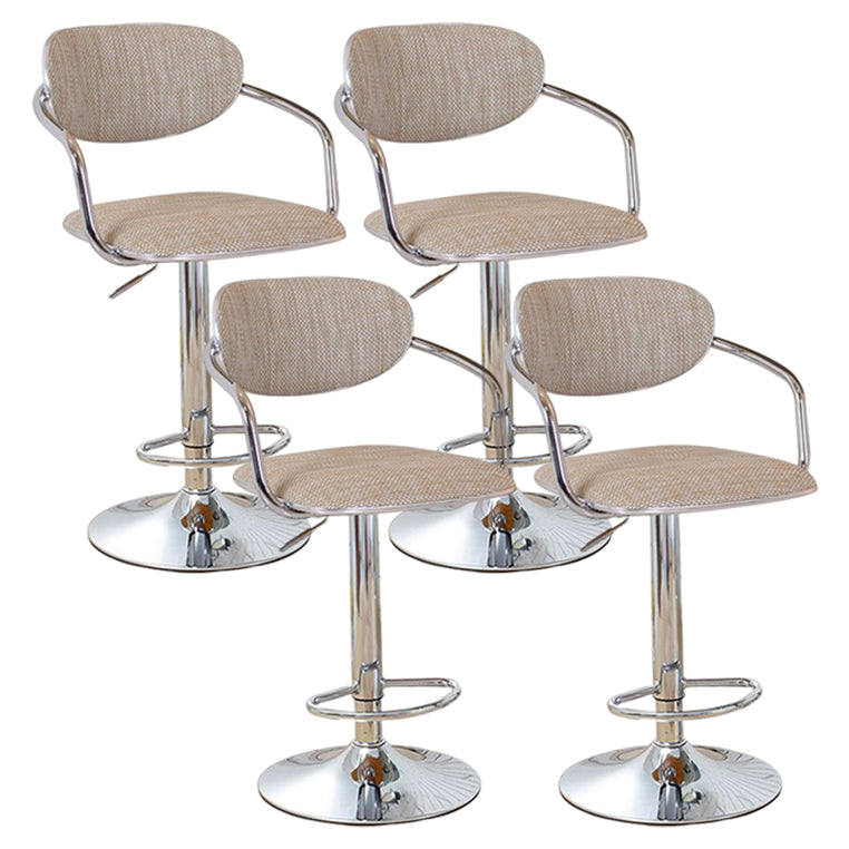 Modern Metal Low Back Bar Stool Armed Adjustable Swivel Bucket Counter Stool Beige 4 Piece Set Clearhalo 'Bar Furniture' 'Bar Stools' 'bar_stools' 'furn' 'furn_bar_stools' 'furniture_bar_stools' 'Kitchen & Dining Furniture' 'kitchen&dining_furn' 'kitchen' 'kitchen_furn' Furniture' 4544755
