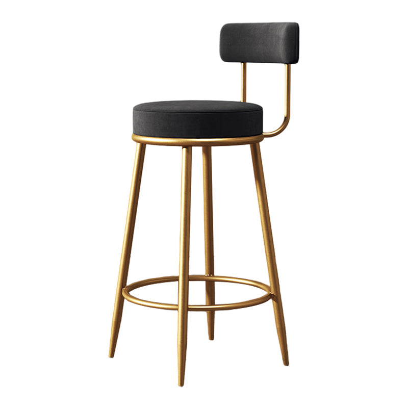 Glam Metal Upholstered Bar Stool Bristol Barstool with Iron Legs and Low Back Black 1 Piece Clearhalo 'Bar Furniture' 'Bar Stools' 'bar_stools' 'furn' 'furn_bar_stools' 'furniture_bar_stools' 'Kitchen & Dining Furniture' 'kitchen&dining_furn' 'kitchen' 'kitchen_furn' Furniture' 4544805