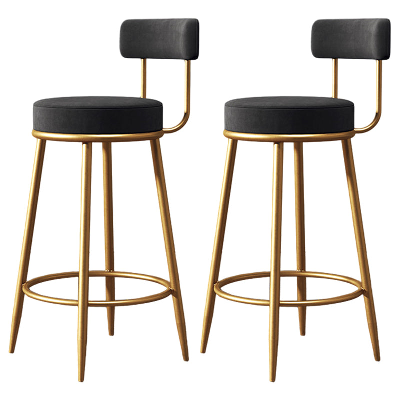 Glam Metal Upholstered Bar Stool Bristol Barstool with Iron Legs and Low Back Black 2 Piece Set Clearhalo 'Bar Furniture' 'Bar Stools' 'bar_stools' 'furn' 'furn_bar_stools' 'furniture_bar_stools' 'Kitchen & Dining Furniture' 'kitchen&dining_furn' 'kitchen' 'kitchen_furn' Furniture' 4544806