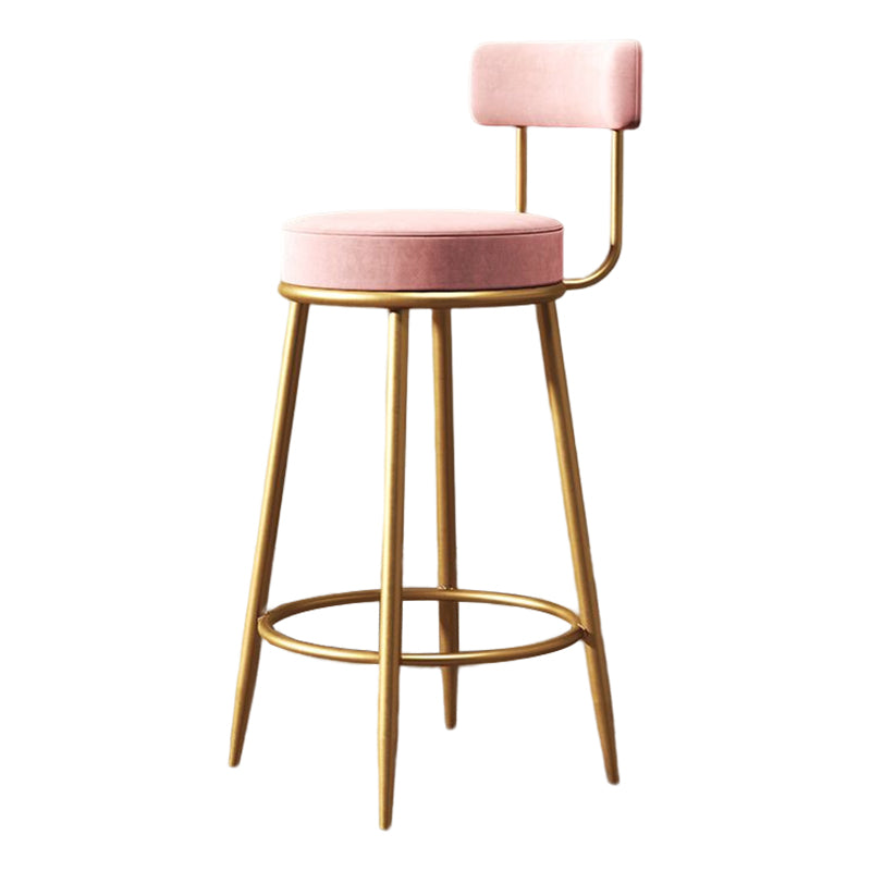 Glam Metal Upholstered Bar Stool Bristol Barstool with Iron Legs and Low Back Pink 1 Piece Clearhalo 'Bar Furniture' 'Bar Stools' 'bar_stools' 'furn' 'furn_bar_stools' 'furniture_bar_stools' 'Kitchen & Dining Furniture' 'kitchen&dining_furn' 'kitchen' 'kitchen_furn' Furniture' 4544810
