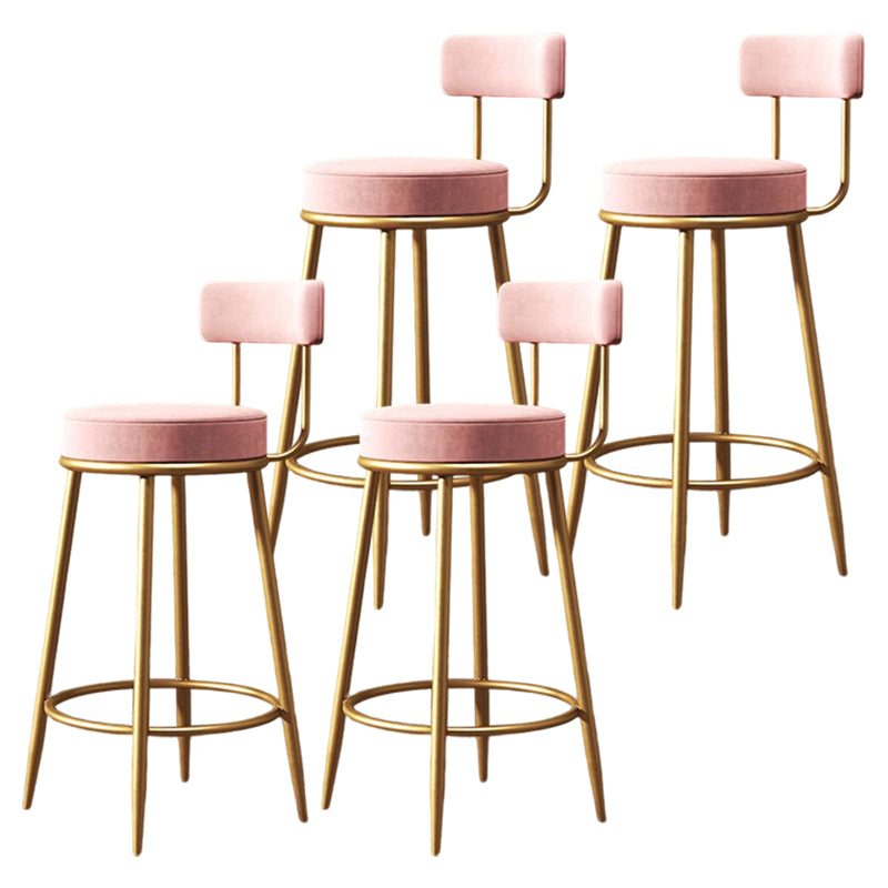 Glam Metal Upholstered Bar Stool Bristol Barstool with Iron Legs and Low Back Pink 4 Piece Set Clearhalo 'Bar Furniture' 'Bar Stools' 'bar_stools' 'furn' 'furn_bar_stools' 'furniture_bar_stools' 'Kitchen & Dining Furniture' 'kitchen&dining_furn' 'kitchen' 'kitchen_furn' Furniture' 4544815