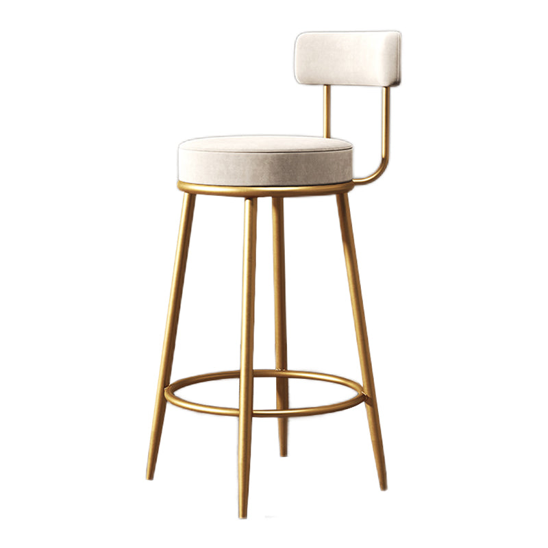 Glam Metal Upholstered Bar Stool Bristol Barstool with Iron Legs and Low Back White 1 Piece Clearhalo 'Bar Furniture' 'Bar Stools' 'bar_stools' 'furn' 'furn_bar_stools' 'furniture_bar_stools' 'Kitchen & Dining Furniture' 'kitchen&dining_furn' 'kitchen' 'kitchen_furn' Furniture' 4544817